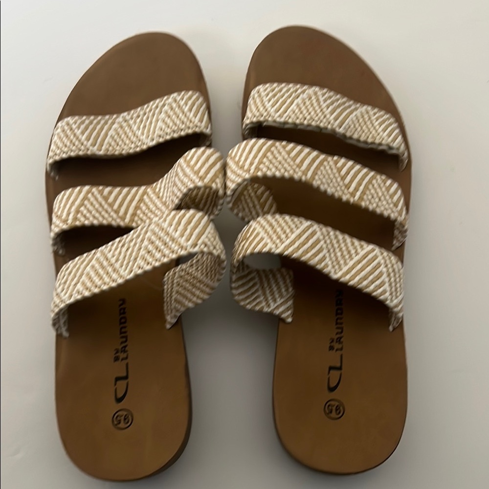 CL by Laundry Tan and Brown‎ Strappy Sandals Size 9.5